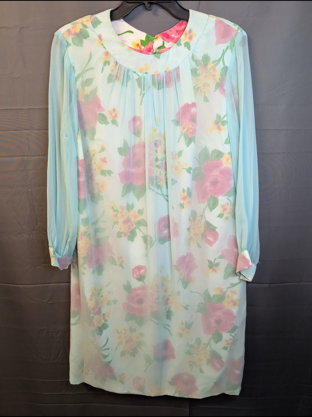 True Vintage 1960's Union Made Floral Shift Dress in Pastel Mint and Pink - NWT